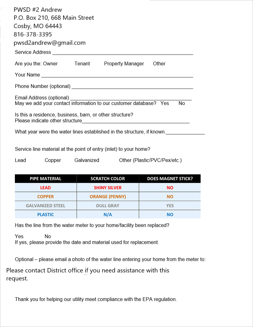 Lead and Copper Survey